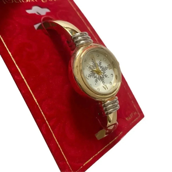 Christmas Snow Flake Gold Plated Watch Cuff - Picture 3 of 3